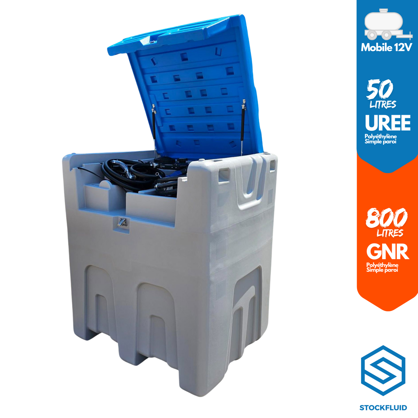 Cuve bi-compartimentée P.E 12V 850 Litres GNR et Adblue